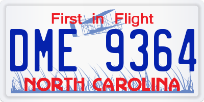 NC license plate DME9364