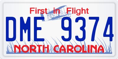 NC license plate DME9374