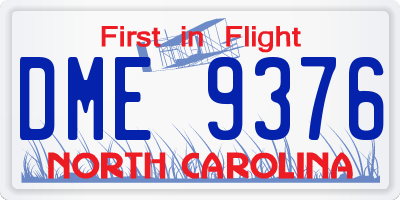 NC license plate DME9376
