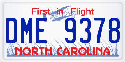 NC license plate DME9378