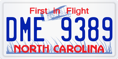 NC license plate DME9389