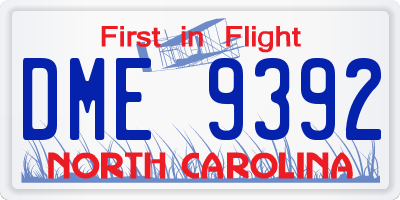 NC license plate DME9392