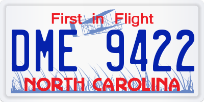 NC license plate DME9422