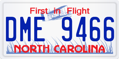 NC license plate DME9466