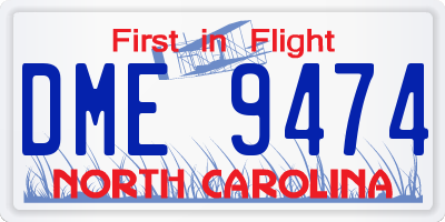 NC license plate DME9474