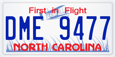 NC license plate DME9477