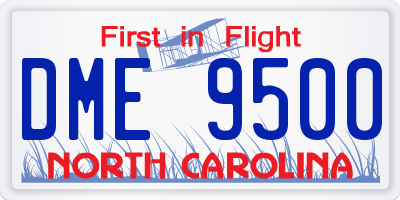 NC license plate DME9500