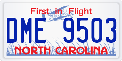 NC license plate DME9503