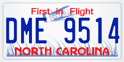 NC license plate DME9514