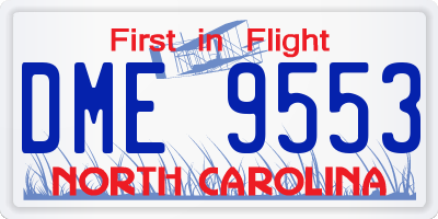 NC license plate DME9553