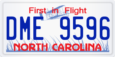 NC license plate DME9596