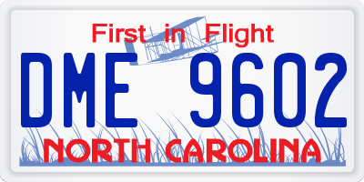 NC license plate DME9602