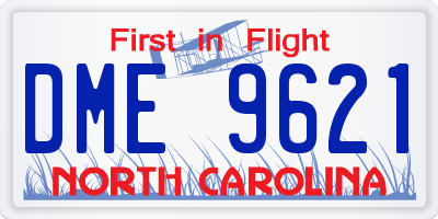 NC license plate DME9621