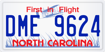 NC license plate DME9624