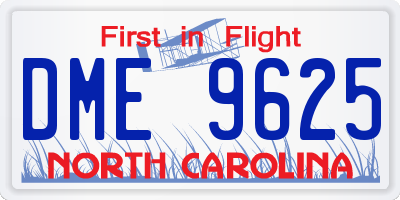 NC license plate DME9625