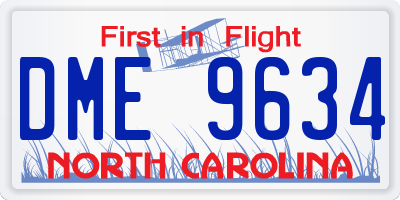 NC license plate DME9634