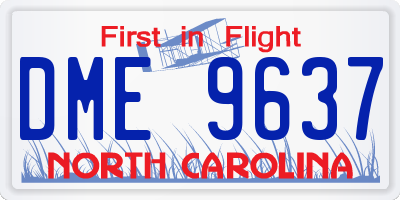 NC license plate DME9637