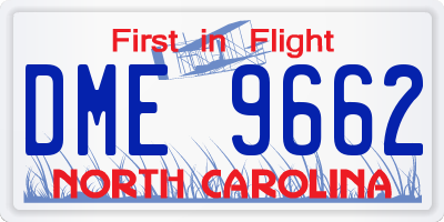 NC license plate DME9662