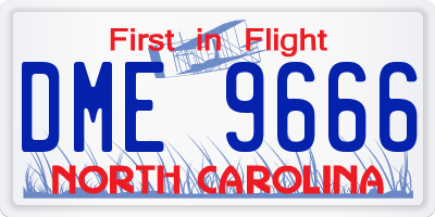 NC license plate DME9666