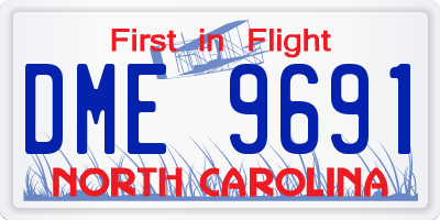 NC license plate DME9691