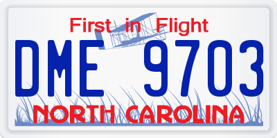 NC license plate DME9703