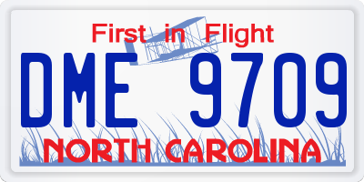 NC license plate DME9709
