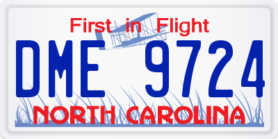 NC license plate DME9724