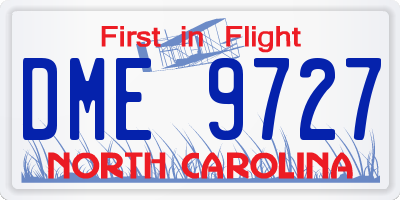 NC license plate DME9727