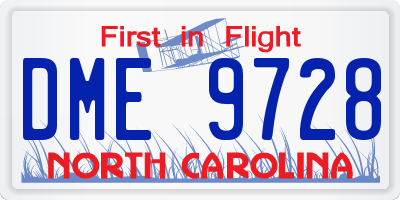 NC license plate DME9728