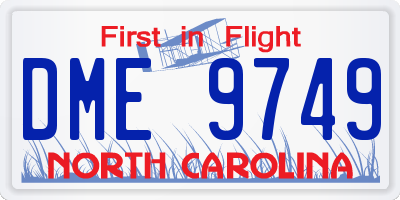 NC license plate DME9749