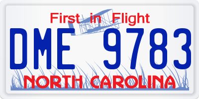 NC license plate DME9783