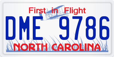 NC license plate DME9786