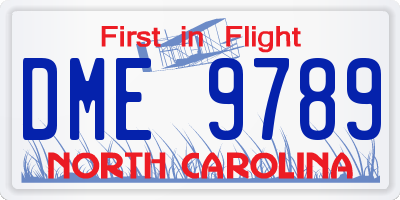 NC license plate DME9789