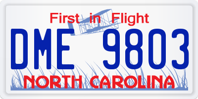 NC license plate DME9803