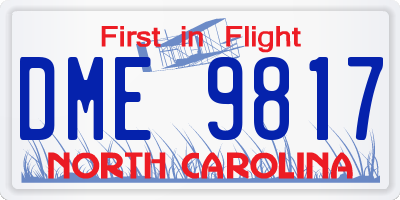 NC license plate DME9817