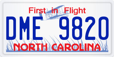 NC license plate DME9820