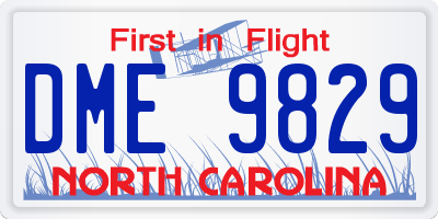 NC license plate DME9829