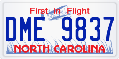 NC license plate DME9837