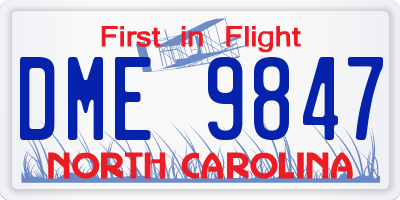 NC license plate DME9847