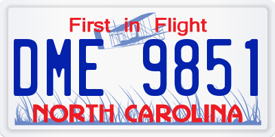 NC license plate DME9851