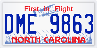 NC license plate DME9863