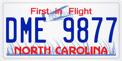 NC license plate DME9877