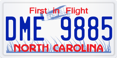 NC license plate DME9885