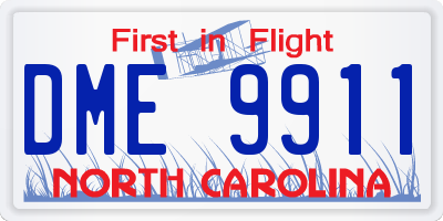NC license plate DME9911
