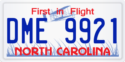 NC license plate DME9921