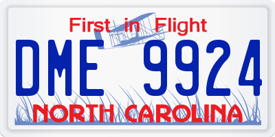 NC license plate DME9924
