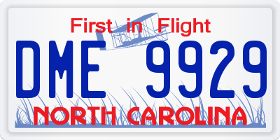 NC license plate DME9929