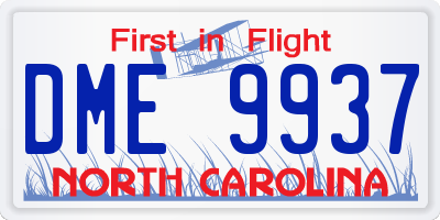 NC license plate DME9937