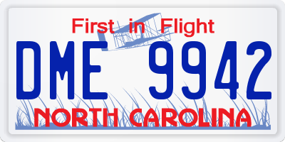 NC license plate DME9942