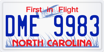 NC license plate DME9983